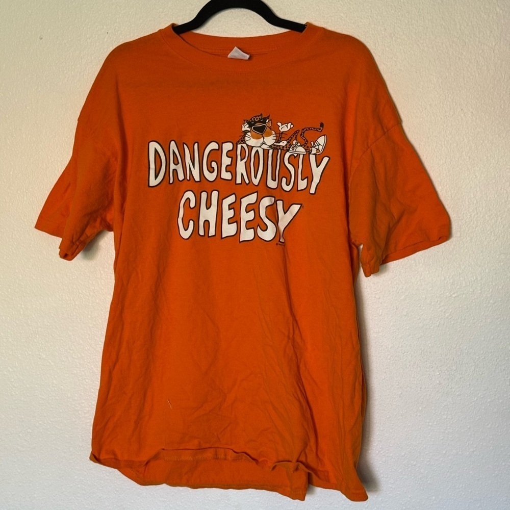 Vintage Anvil Bright Orange Tee XL Cheetos dangerously cheesy